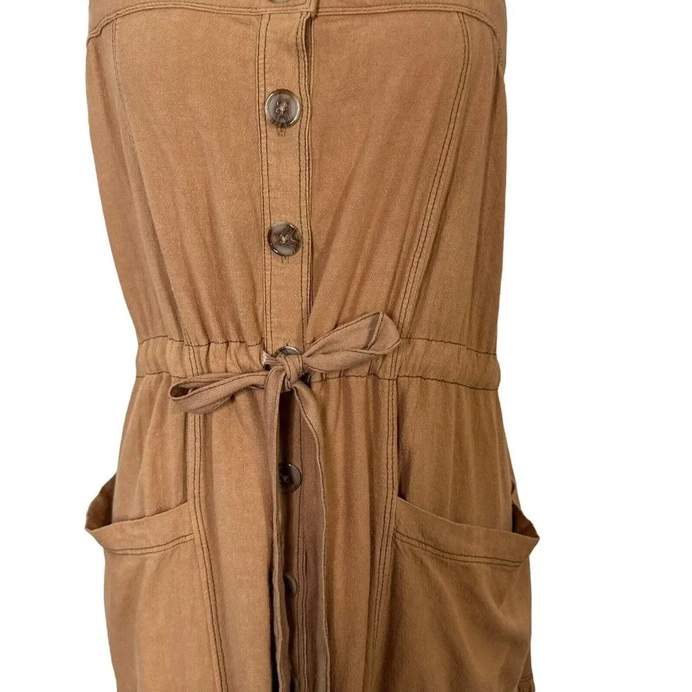 NWT Free People Catch The Breeze Midi Dress sz M medium Linen Amber Waves Tiered - Picture 9 of 14
